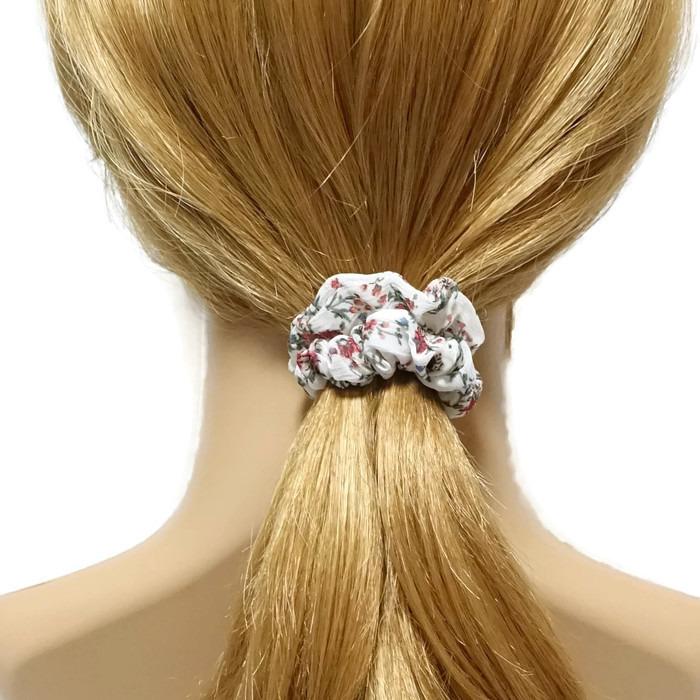 veryshine.com scrunchies/hair holder A pack of 4 chiffon scrunchies A Pack of 4 Chiffon Floral Mini scrunchies Ponytail Holder elastic hair scrunchy  for Women
