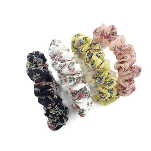veryshine.com scrunchies/hair holder A pack of 4 chiffon scrunchies A Pack of 4 Chiffon Floral Mini scrunchies Ponytail Holder elastic hair scrunchy  for Women