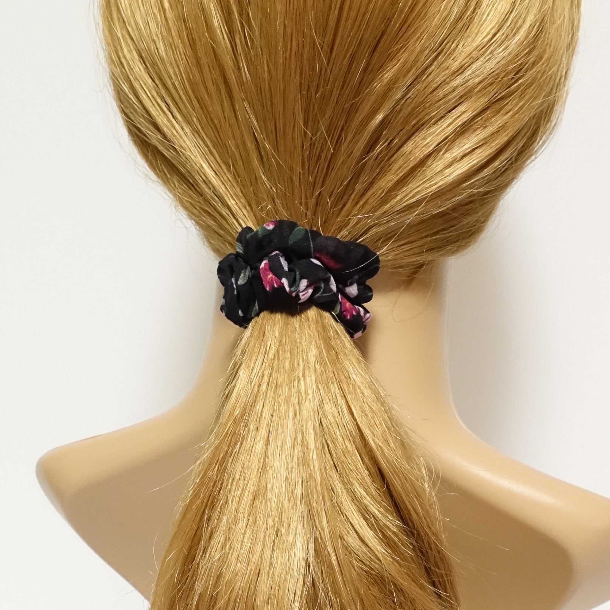 veryshine.com scrunchies/hair holder A set of 5 chiffon scrunchies A Pack of 5 Flower Print Hair Elastic Mini Thin floral Scrunchies