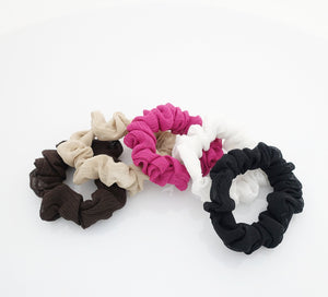 veryshine.com scrunchies/hair holder A set of 5 chiffon scrunchies A Set of 5 Thin Chiffon Ponytail Holders Solid Color Narrow Scrunchies