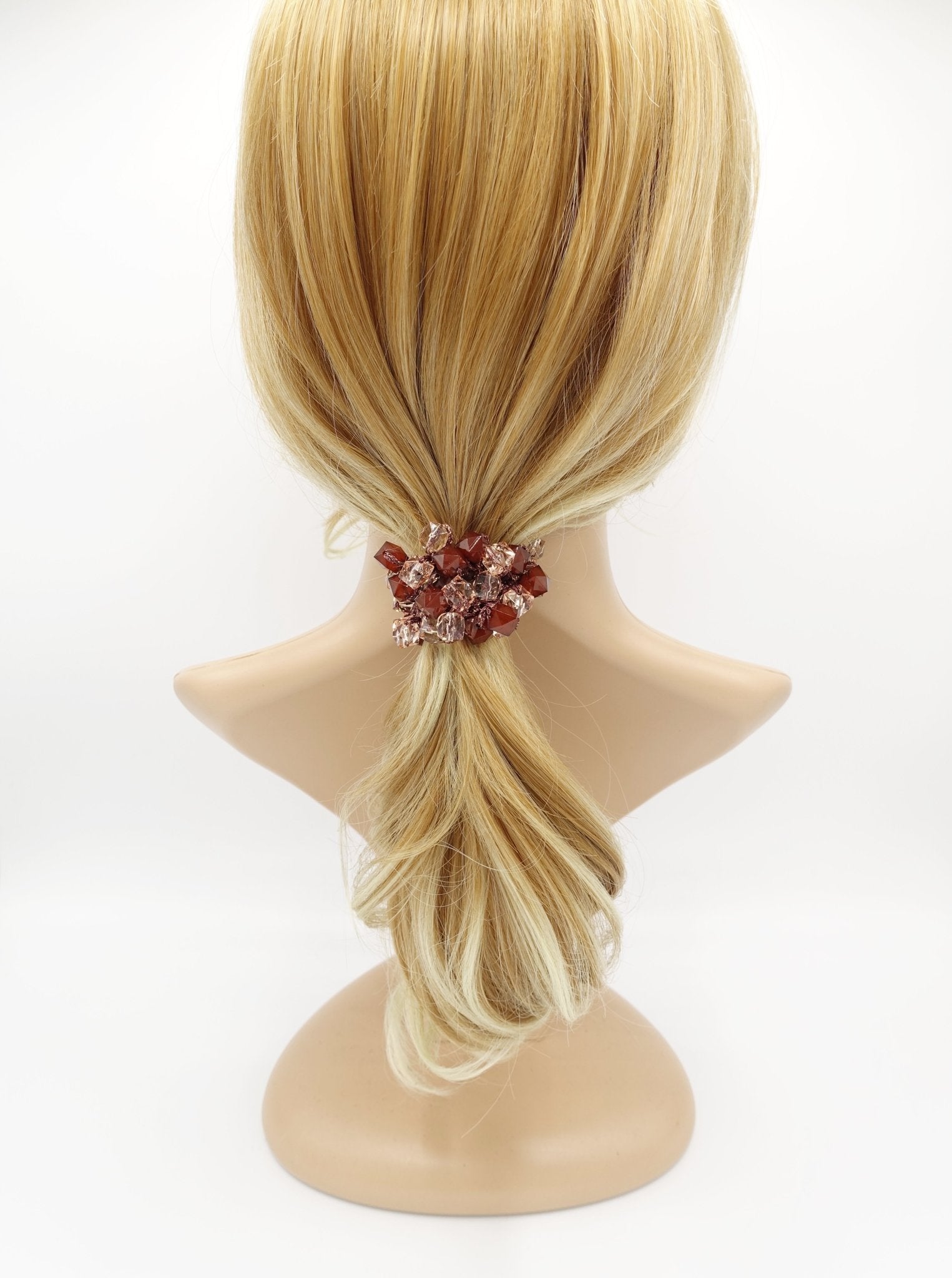 veryshine.com scrunchies/hair holder acrylic polyhedron beaded hair elastic ponytail holder women hair accessories