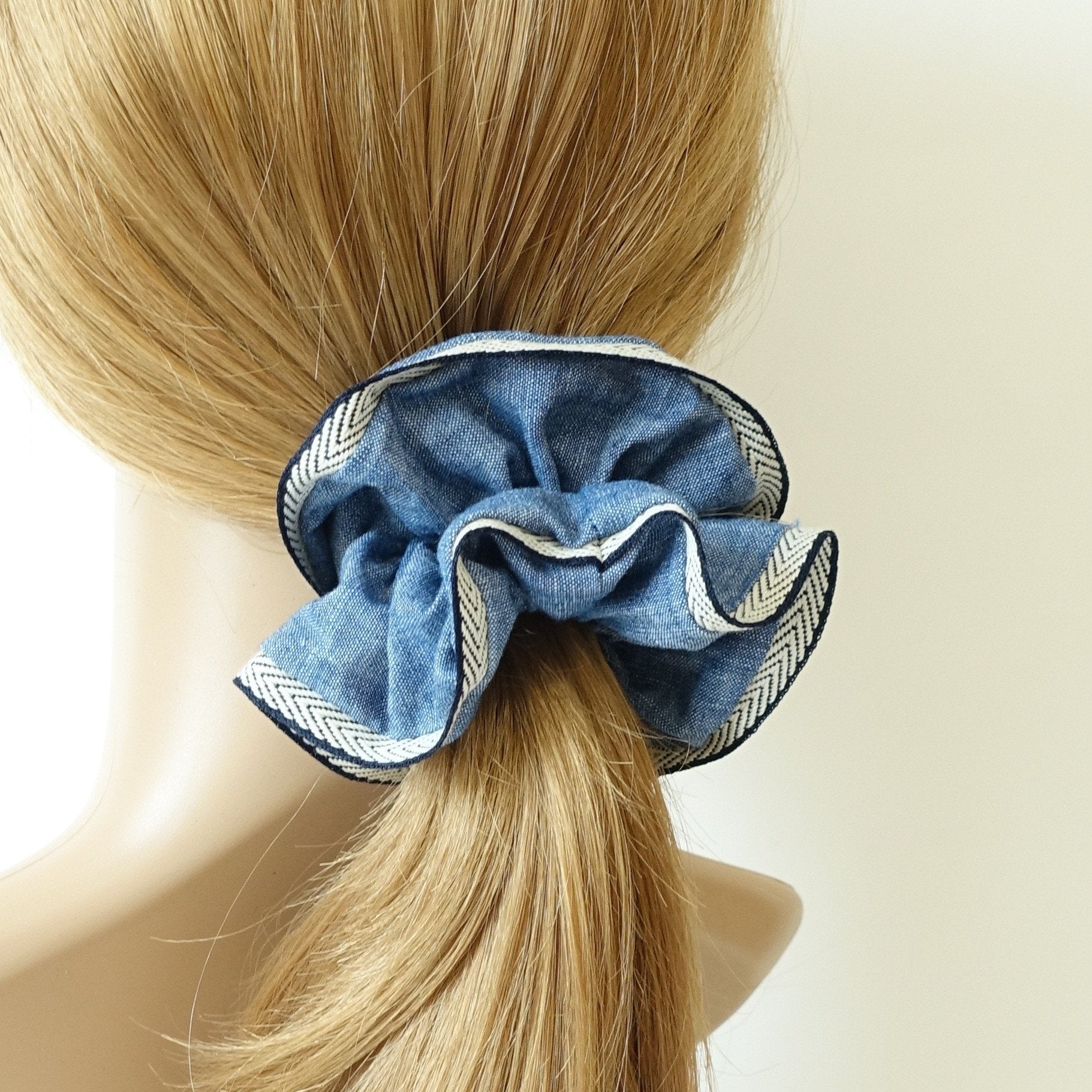 veryshine.com scrunchies/hair holder Arrow Pattern Trim Denim Elastic Hair Scrunchies
