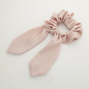 veryshine.com scrunchies/hair holder Baby pink satin hair bow knot scrunchies glossy tail bow scrunchy women hair accessory
