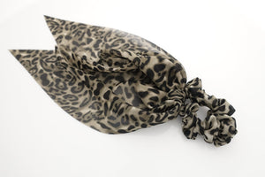 veryshine.com scrunchies/hair holder Beige leopard print chiffon long tail bow knot scrunchies