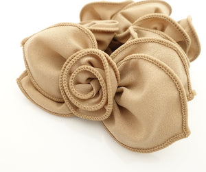 veryshine.com scrunchies/hair holder Beige side flower bow decorated ruffle scrunchies women hair accessories