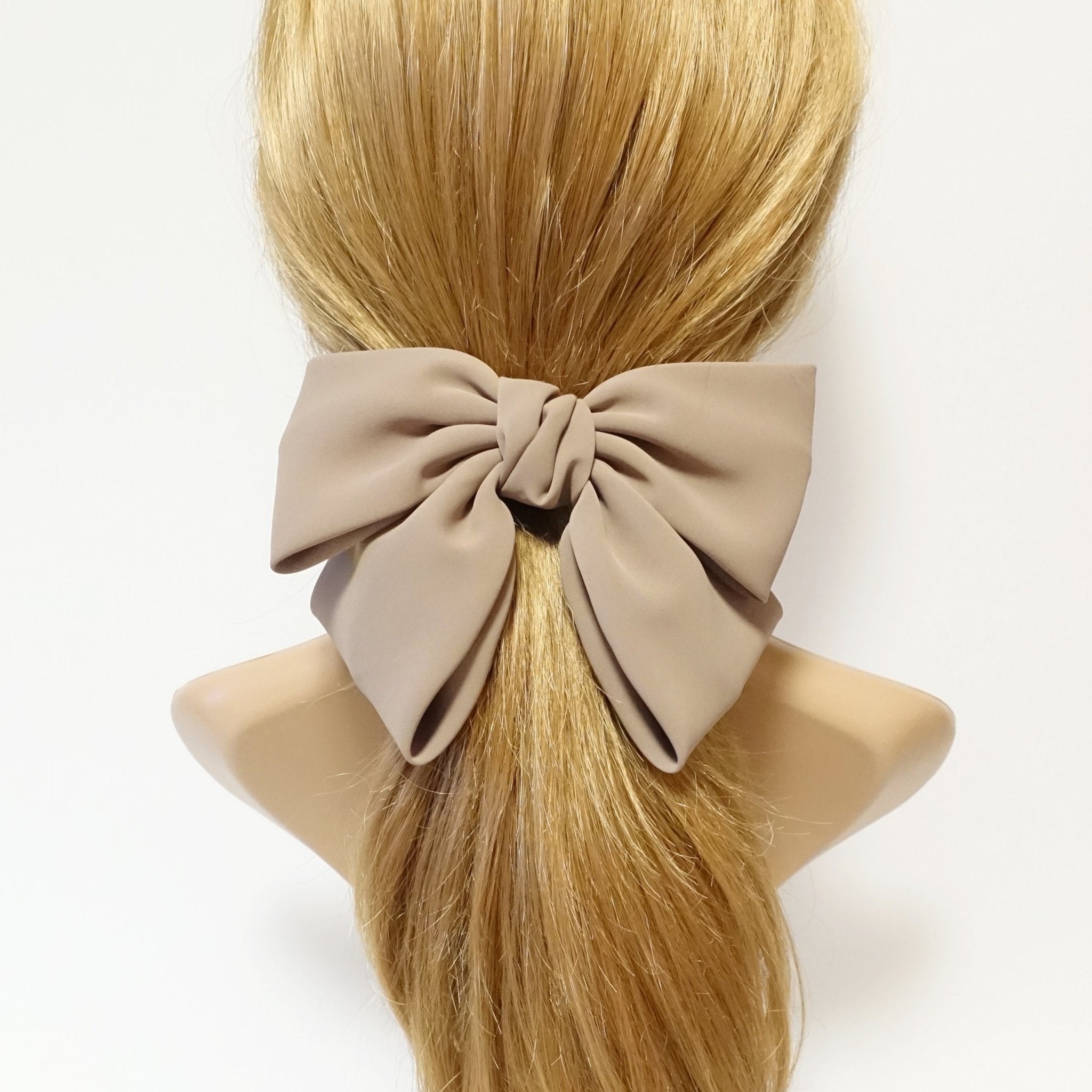 veryshine.com scrunchies/hair holder Beige simple chiffon bow ponytail holder basic style hair bow tie elastics