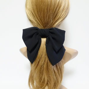veryshine.com scrunchies/hair holder Black big chiffon bow hair elastic ponytail holder women hair tie accessory