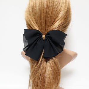 veryshine.com scrunchies/hair holder Black chiffon hair bow golden chain decorated butterfly hair bow barrette women hair accessory