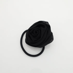 veryshine.com scrunchies/hair holder Black chiffon mini rose decorated hair elastic ponytail holder flower hair ties