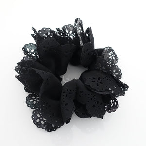 veryshine.com scrunchies/hair holder Black Floral Lace petal hair elastic edge chiffon scrunchies