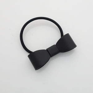veryshine.com scrunchies/hair holder Black genuine cow leather hair bow elastic ponytail holder