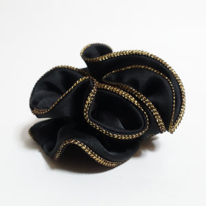 veryshine.com scrunchies/hair holder Black Golden Thread Trim Satin Hair Elastic Hair Ties Women Hair Scrunchies