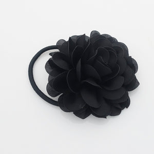 veryshine.com scrunchies/hair holder Black Handmade Dahlia Flower Hair Elastics Ponytail Holder