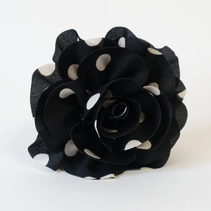 veryshine.com scrunchies/hair holder Black Handmade Polka Dot Print Flower Hair Elastics Ponytail Holder