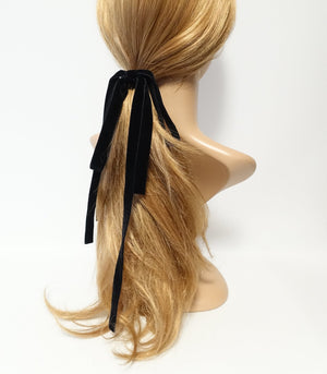 veryshine.com scrunchies/hair holder Black long tail ponytail holder Long tail velvet bow ponytail holder stylish hair ties for Women