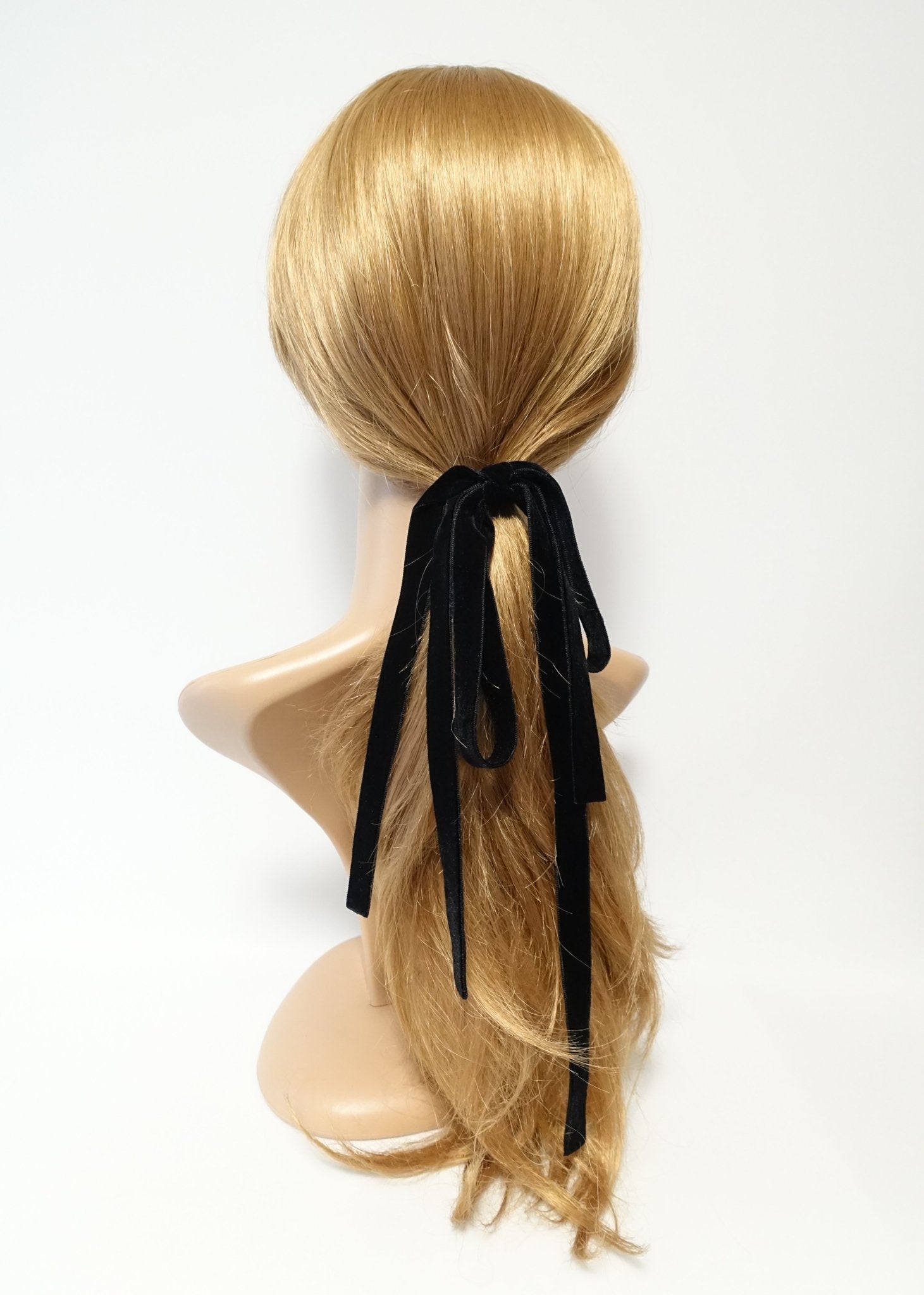 veryshine.com scrunchies/hair holder Black long tail ponytail holder Long tail velvet bow ponytail holder stylish hair ties for Women