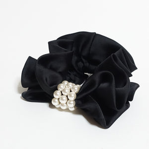 veryshine.com scrunchies/hair holder Black Pearl Decorated Satin Hair Scrunchies Hair Elastics Women Hair Accessories
