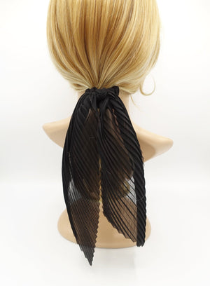 veryshine.com scrunchies/hair holder Black pleated scrunchies chiffon bow long tail scarf hair tie scrunchie
