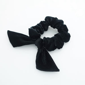 veryshine.com scrunchies/hair holder Black soft glossy corduroy bow knot scrunchies cute hair tie women scrunchie