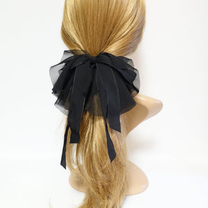 veryshine.com scrunchies/hair holder Black translucent chiffon hair bow ray fish motivated floppy hair bow french barrette