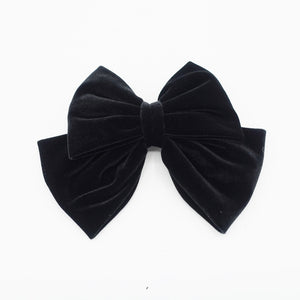 veryshine.com scrunchies/hair holder Black velvet hair bow dark tone K style women hair bow french barrette