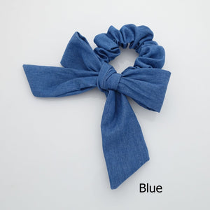 veryshine.com scrunchies/hair holder Blue denim bow knot scrunchies cotton casual scrunchy woman hair elastic