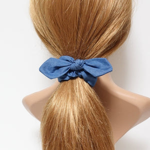 veryshine.com scrunchies/hair holder Blue denim bow knot scrunchies simple casual cotton jean fabric scrunchy hair accessory