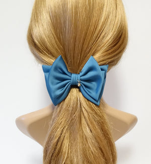 veryshine.com scrunchies/hair holder Blue green simple basic satin hair bow barrette glossy women hair pleat bow french clip