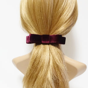 veryshine.com scrunchies/hair holder Burgundy narrow flat velvet bow french bow barrette