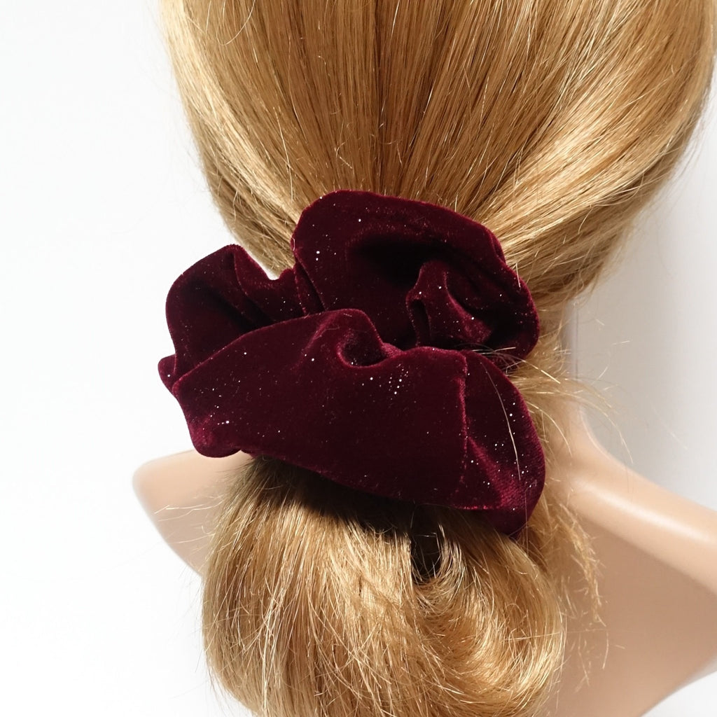 veryshine.com scrunchies/hair holder Burgundy Sparkling dazzle velvet scrunchies velvet hair scrunchie for women
