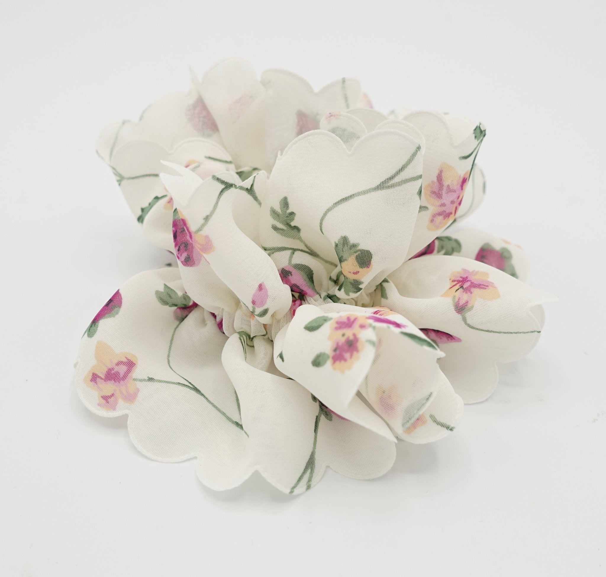 chiffon flower plant print scrunchies floral petal scrunchie women hai –