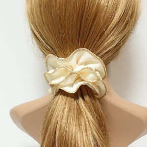 veryshine.com scrunchies/hair holder Cream golden thread trim scrunchies chiffon solid color hair elastic scrunchie