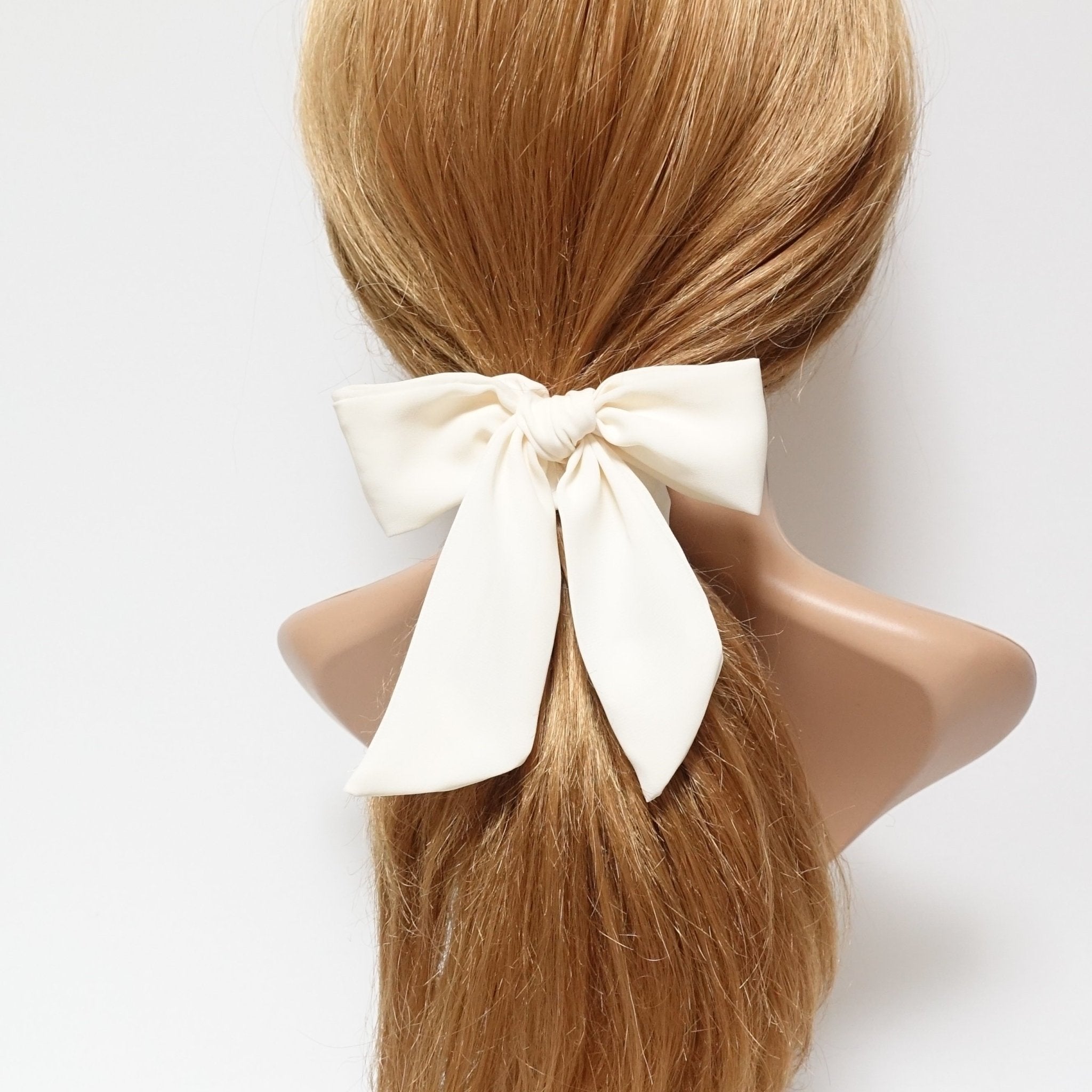 veryshine.com scrunchies/hair holder Cream white chiffon bow knot scrunchies lovely hair tie elastic scrunchy for woman