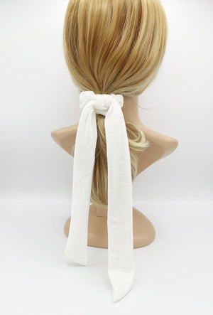 veryshine.com scrunchies/hair holder Cream white long tail velvet knot scrunchies women hair accessories