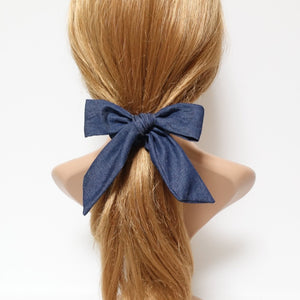 veryshine.com scrunchies/hair holder Dark blue denim bow knot scrunchies cotton casual scrunchy woman hair elastic