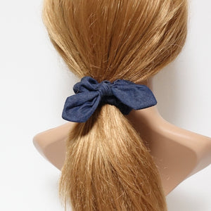 veryshine.com scrunchies/hair holder Dark blue denim bow knot scrunchies simple casual cotton jean fabric scrunchy hair accessory