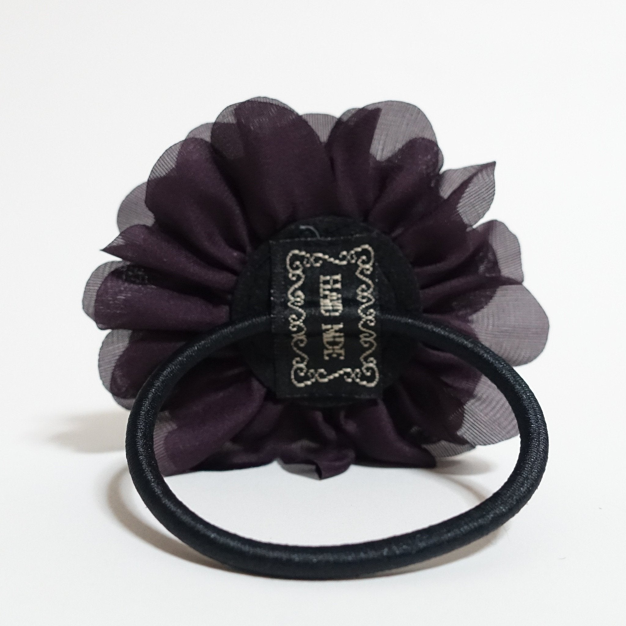 veryshine.com scrunchies/hair holder Dark purple Handmade Dahlia Flower Hair Elastics Ponytail Holder