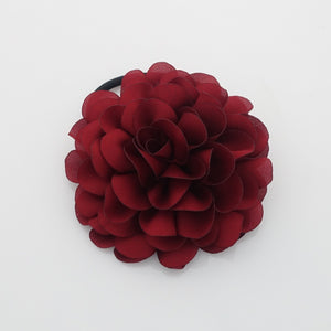 veryshine.com scrunchies/hair holder Dark red Handmade Dahlia Flower Hair Elastics Ponytail Holder