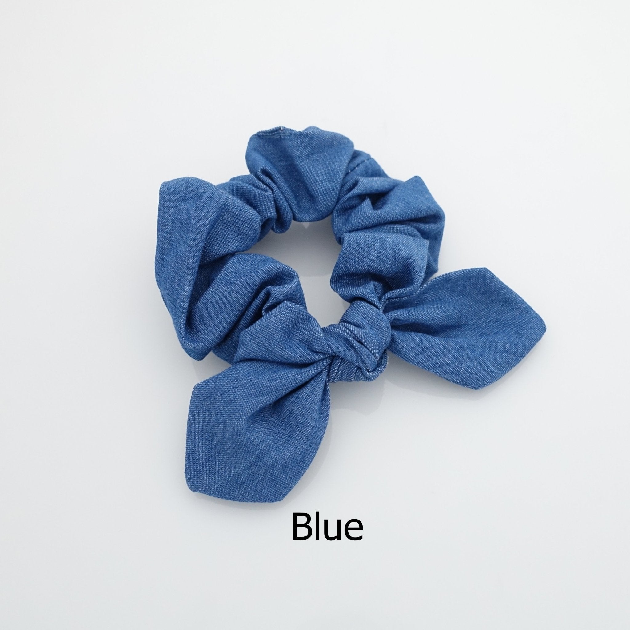 veryshine.com scrunchies/hair holder denim bow knot scrunchies simple casual cotton jean fabric scrunchy hair accessory