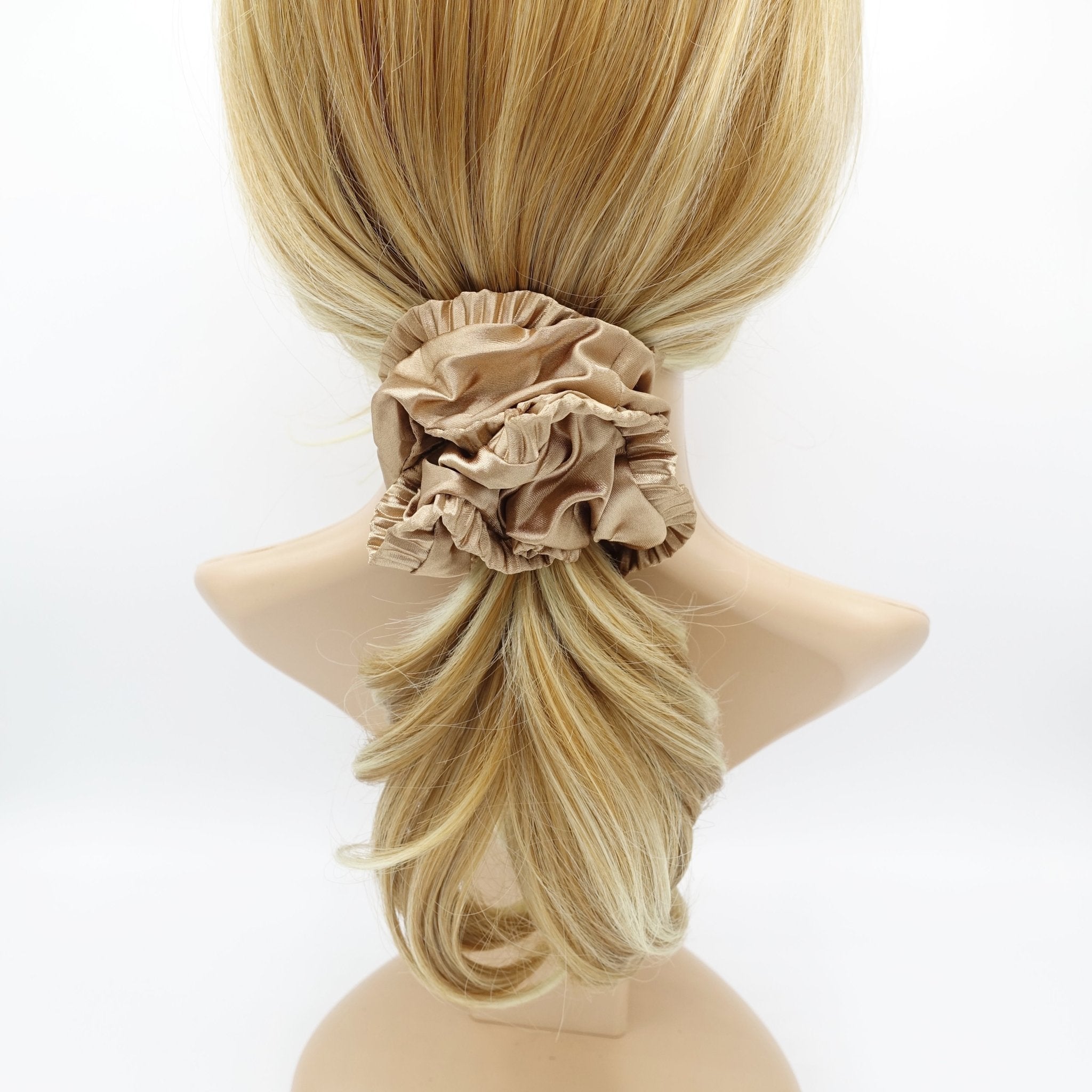 veryshine.com scrunchies/hair holder edge pleated glossy satin scrunchies women hair elastic tie scrunchy