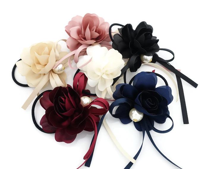 veryshine.com scrunchies/hair holder Flower Bow Knot Decorated Pretty Ponytail Holder Hair Elastic