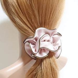 veryshine.com scrunchies/hair holder Golden Thread Trim Satin Hair Elastic Hair Ties Women Hair Scrunchies