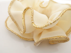veryshine.com scrunchies/hair holder golden thread trim scrunchies chiffon solid color hair elastic scrunchie