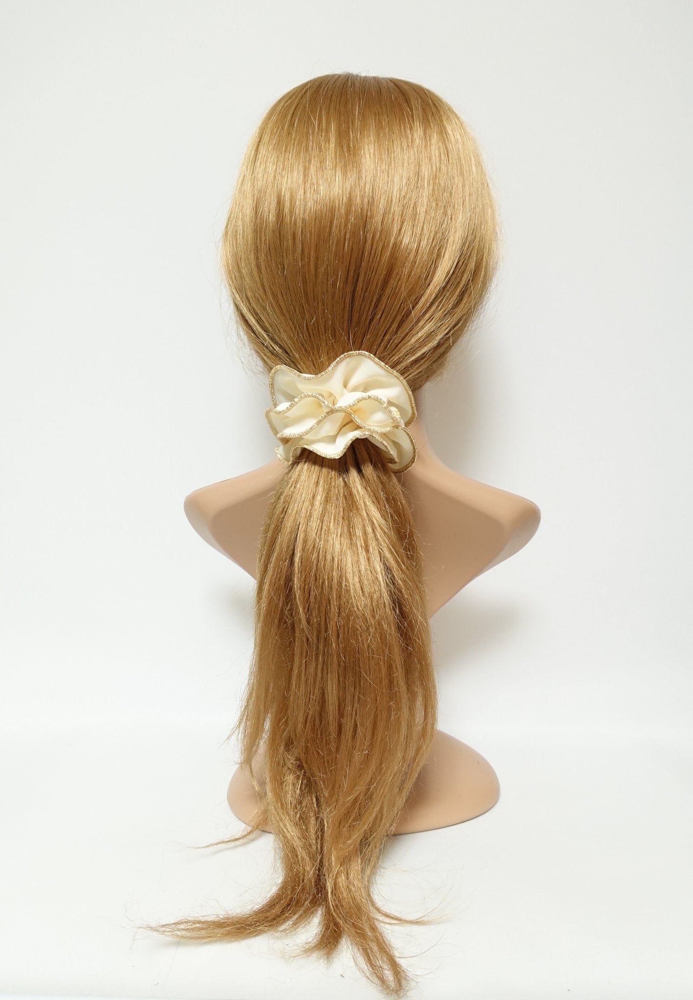 veryshine.com scrunchies/hair holder golden thread trim scrunchies chiffon solid color hair elastic scrunchie