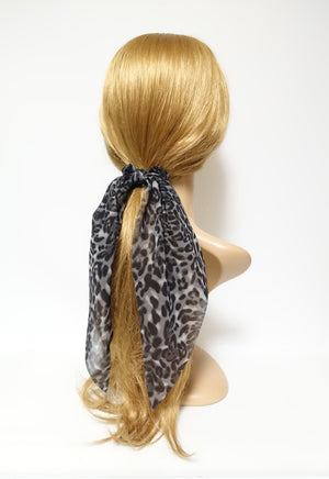 veryshine.com scrunchies/hair holder Gray leopard print chiffon long tail bow knot scrunchies