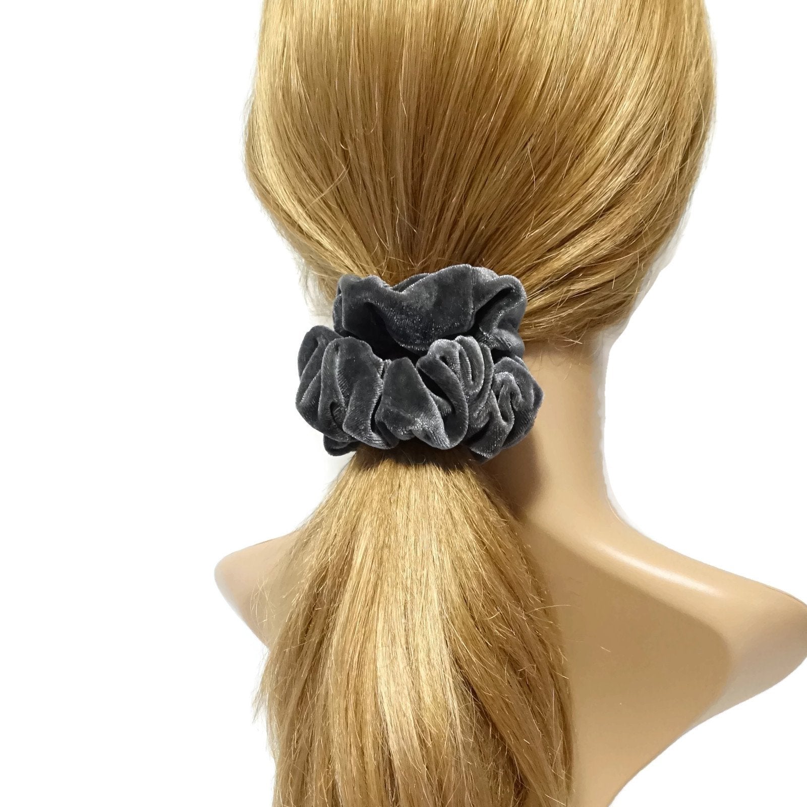 veryshine.com scrunchies/hair holder Gray medium size solid velvet scrunchies women hair tie accessory scrunchies
