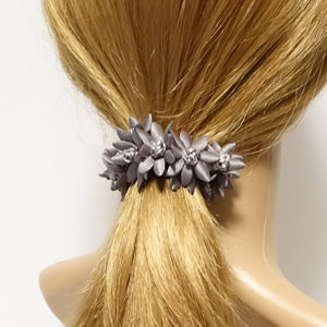 veryshine.com scrunchies/hair holder Gray Rhinestone Hair Elastics Flower Petal Crochet Wrapped Elastic Ponytail Holder women hair accessory