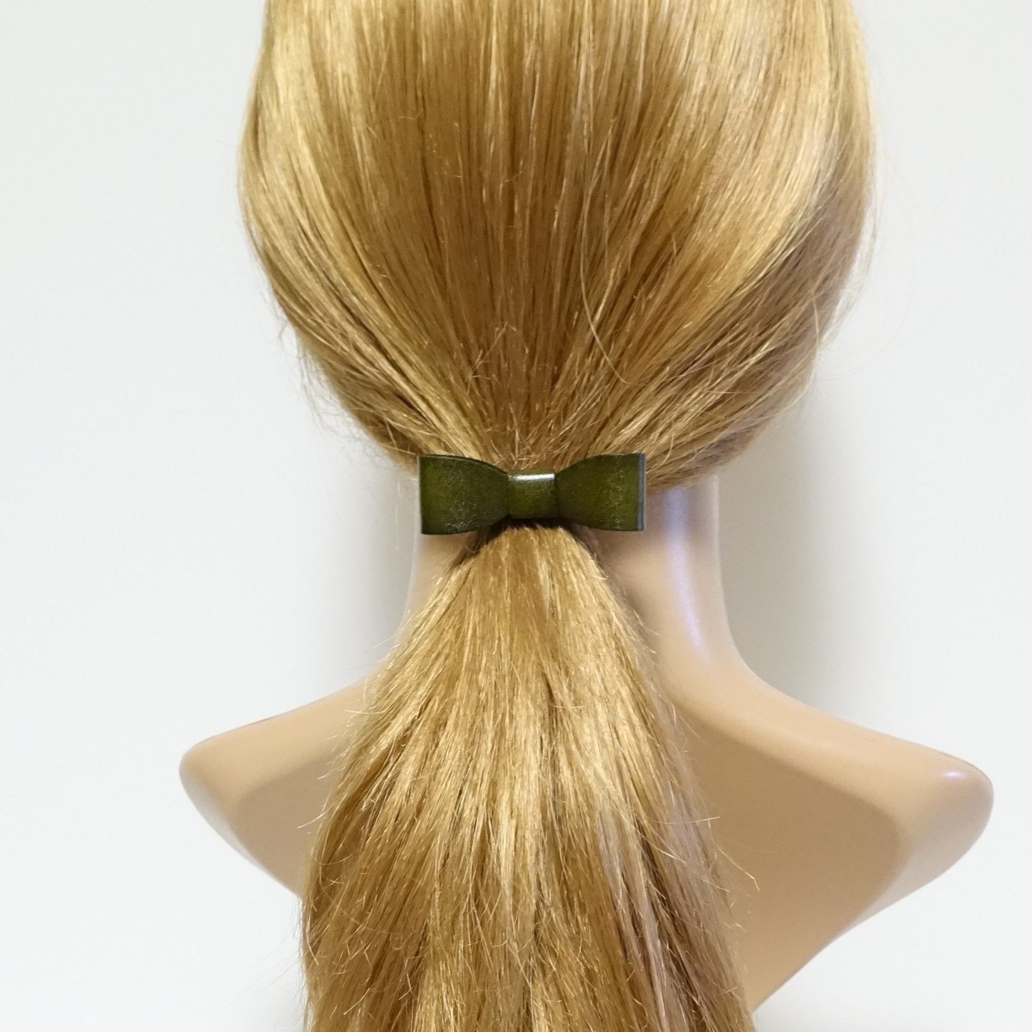 veryshine.com scrunchies/hair holder Khaki genuine cow leather hair bow elastic ponytail holder