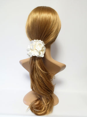 veryshine.com scrunchies/hair holder Lace Trim Satin Scrunchies Women Hair Accessory