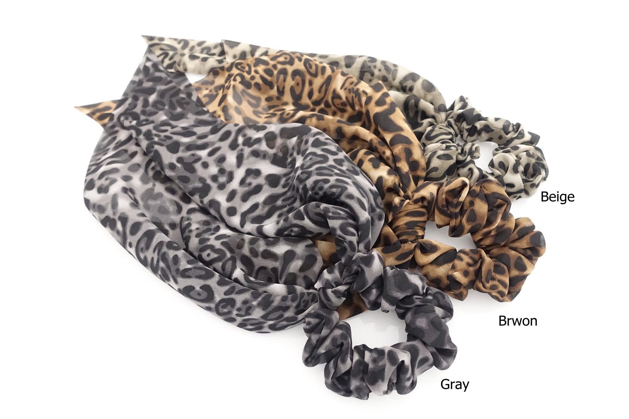 veryshine.com scrunchies/hair holder leopard print chiffon long tail bow knot scrunchies